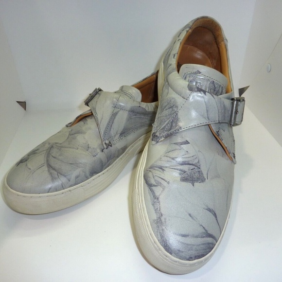 John Fluevog LEATHER Men's Size 11 SNEAKERS GREY, Preowned with Light Wear - Picture 1 of 6
